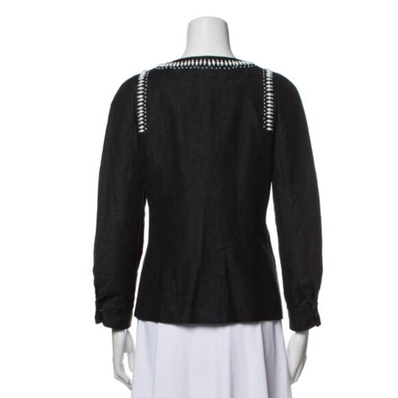 Emilio Pucci Dark Blue Shell Beaded Designer Evening Linen Jacket size 12 - Picture 3 of 11